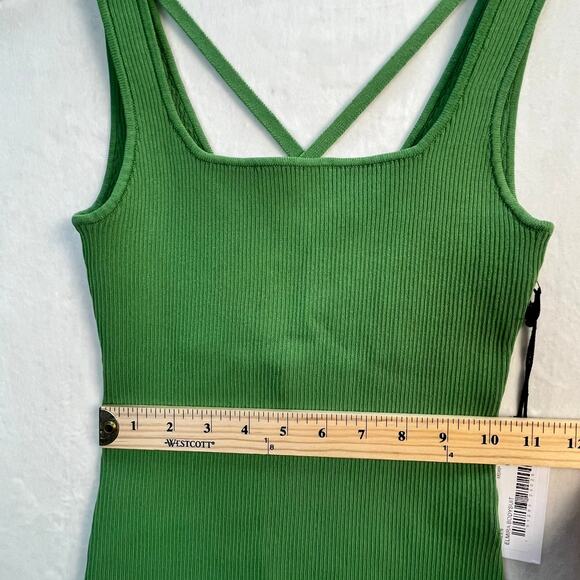 NWT ASTR Elmira Bodysuit Green Ribbed with Open Criss Cross Back Medium - Picture 12 of 13